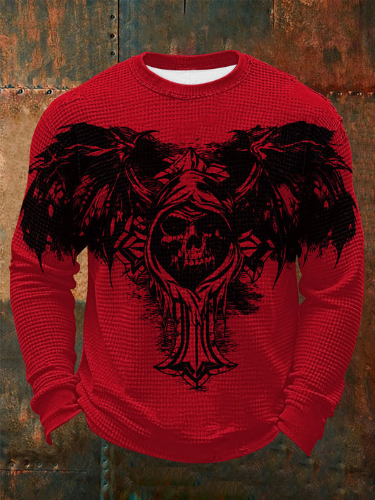 Men's Vintage Skull Waffle Long Sleeve T-Shirt