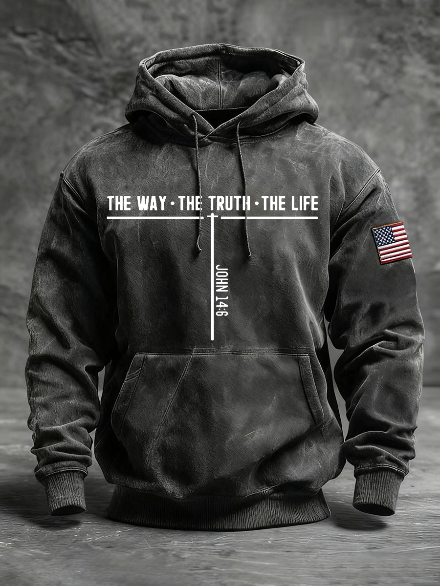 Men's Jesus The Way The Truth The Life Cross Hoodie with Pockets
