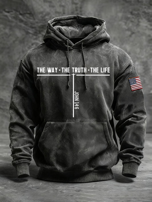 Men's Jesus The Way The Truth The Life Cross Hoodie with Pockets