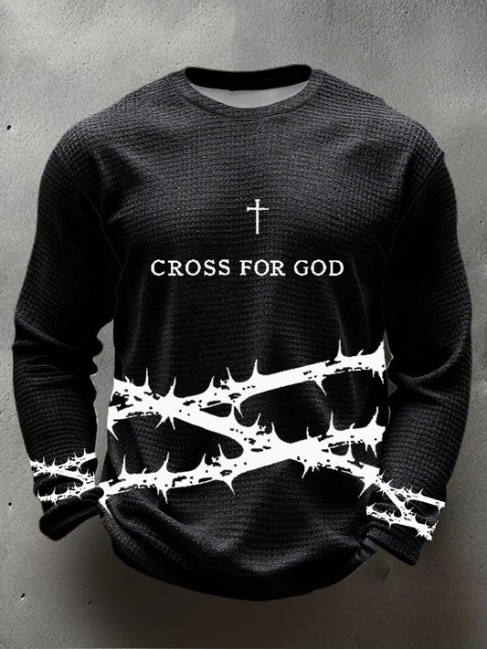 Men's Faith Waffle Print Casual T-Shirt