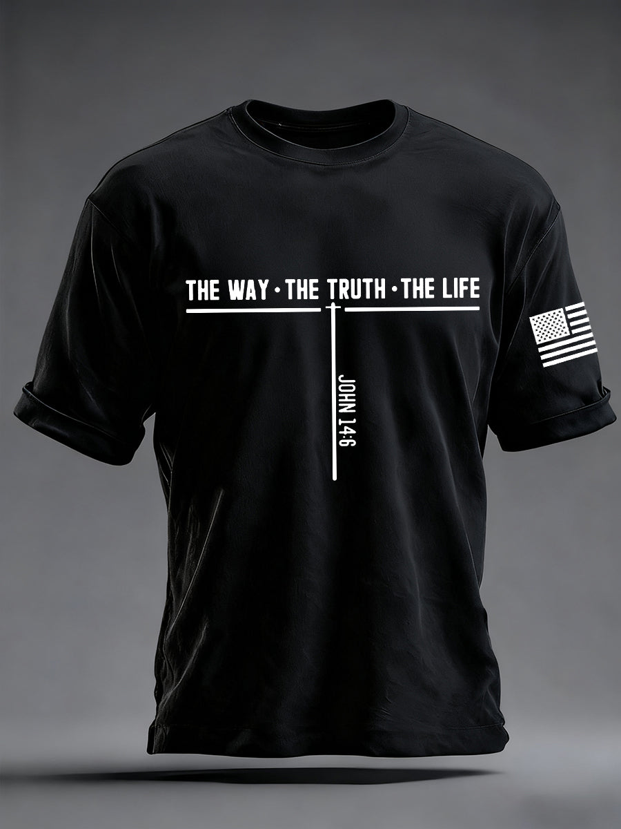Men's Jesus The Way The Truth The Life Cross Short Sleeve T-shirt