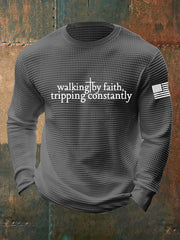 Men's Walking by Faith Tripping Constantly Cross Waffle Long Sleeve T-Shirt