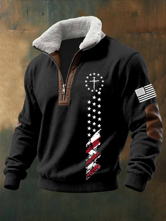 Men's Faith Cross  Baggy Zip-up Hoodie