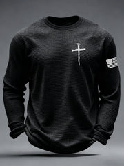Men's Jesus The Way The Truth The Life John 14:6 Christian Cross Waffle Long Sleeve T-Shirt