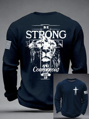 Men's Christian Cross Be strong and courageous sign Joshua 1:9  Waffle Long Sleeve T-Shirt