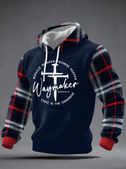 Men's Way Maker Plaid Print Casual Checkered Hoodie