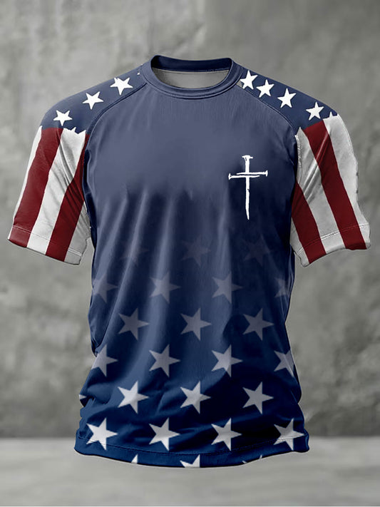 Men's Cross Print Casual T-shirt