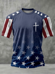 Men's Cross Print Casual T-shirt