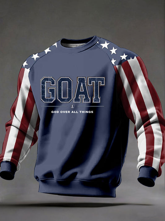 Men's GOAT God Over All Things Printed Casual Sweatshirt