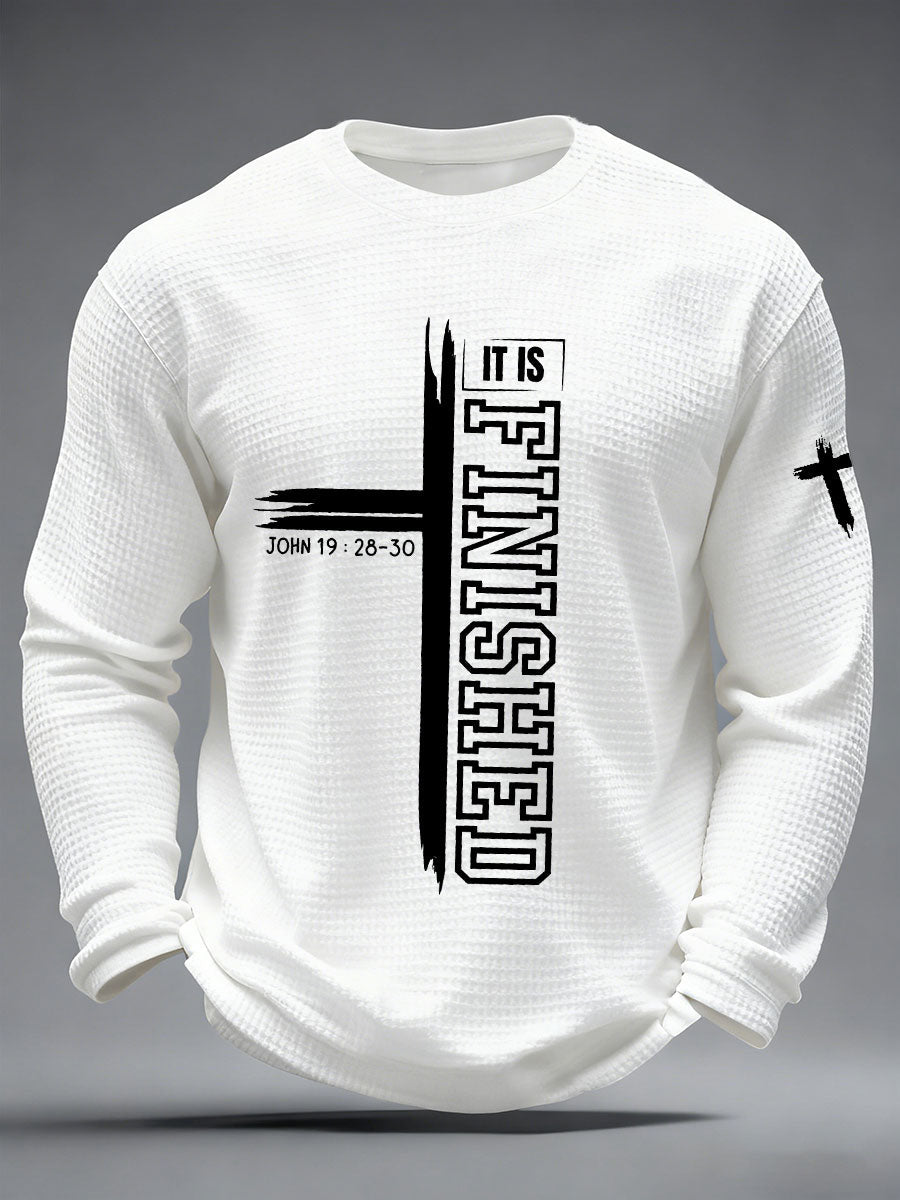 Men's It Is Finished Waffle Print Casual T-Shirt