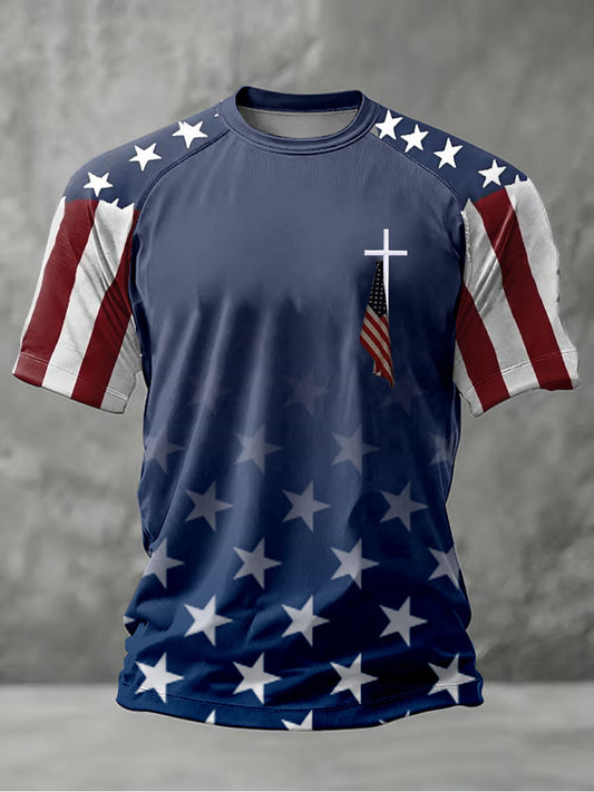 Men's Cross Print Casual T-shirt