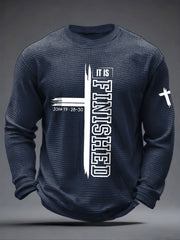 Men's It Is Finished Waffle Print Casual T-Shirt