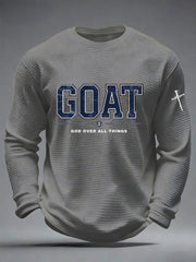Men's GOAT God Over All Things Waffle Print Casual T-Shirt