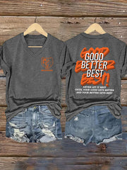 Women's Good Better Best Print Football Fans  Short Sleeve T-Shirt