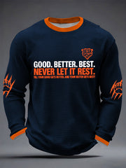 Men's Good Better Best Print Football Fans Waffle Long Sleeve T-Shirt
