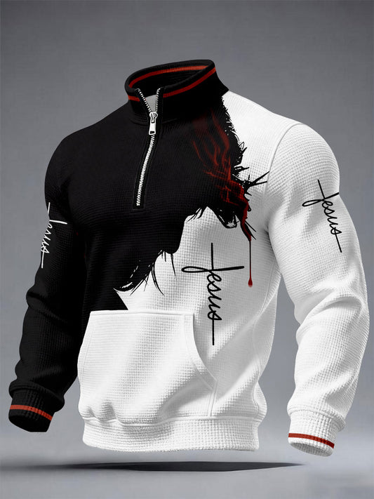 Men's Jesus Silhouette Faith Waffle Sweatshirts