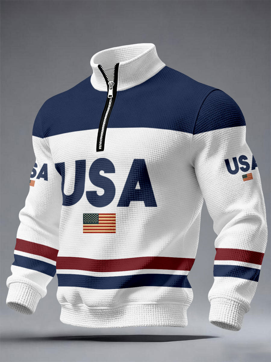 Men's USA Flag Waffle Sweatshirts