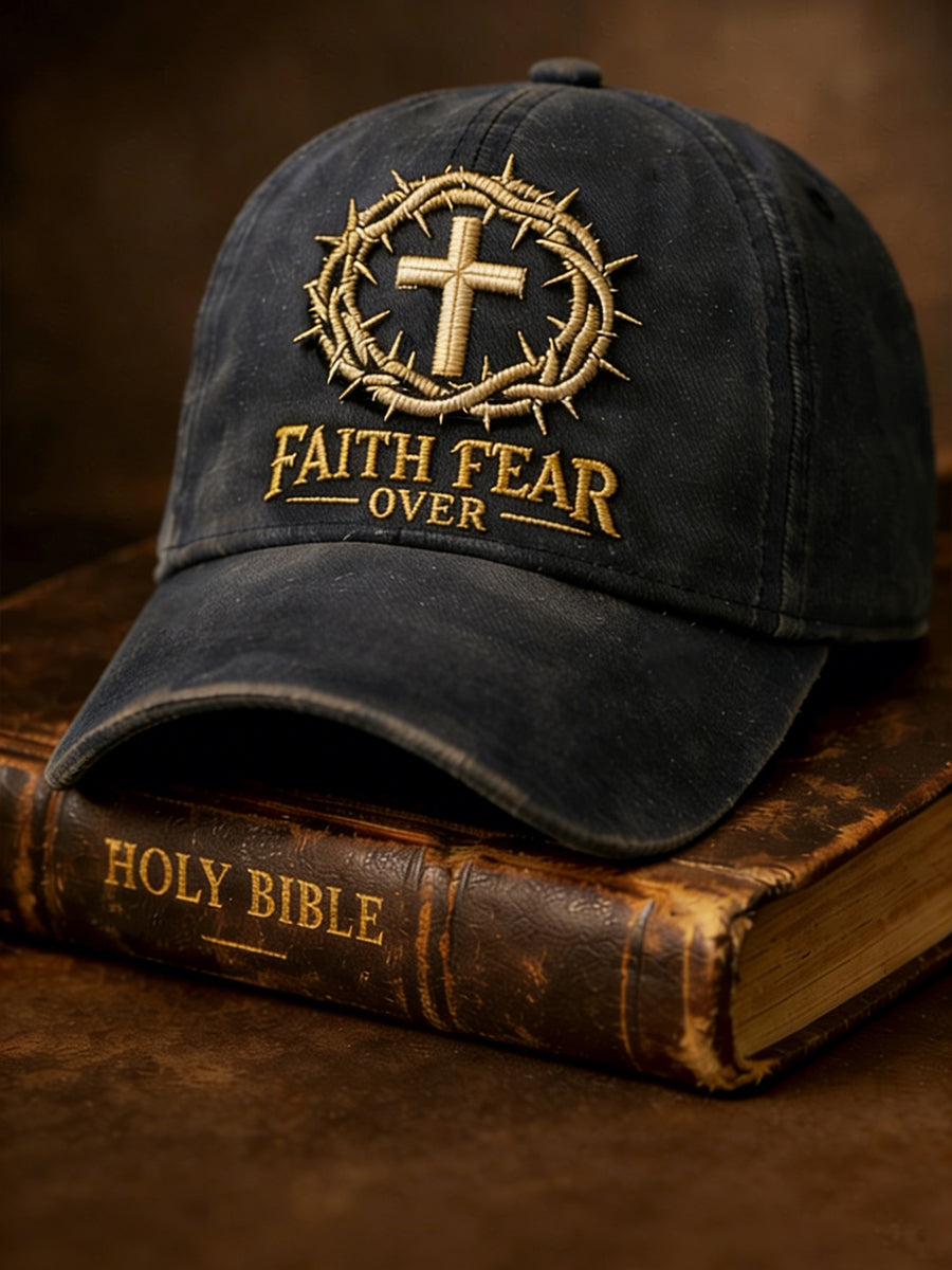 Unisex Faith Over Fear Cross Design Print Hat