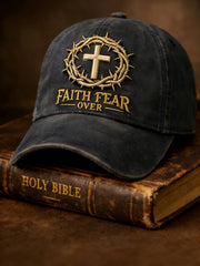 Unisex Faith Over Fear Cross Design Print Hat