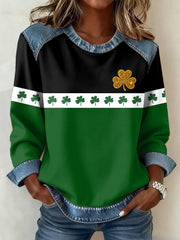 Women's St. Patrick's Day Pattern Patchwork Art Sweatshirt