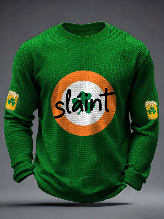 Men's Good Luck St.Partrick's Day Irish Mods Music Lover Printed Waffle Tops