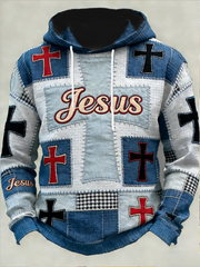 Men's Jesus Cross Oversized Drop-Shoulder Hoodie