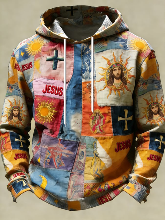 Men's Faith Jesus Oversized Drop-Shoulder Hoodie With Pockets