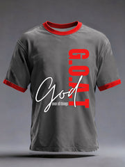 Men's 'God Over All Things' Printed Casual T-Shirt