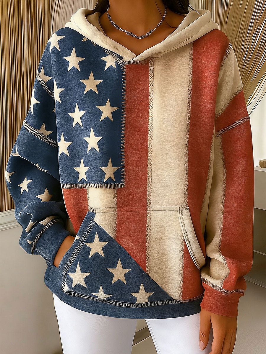 Women's American Flag Print Hoodies