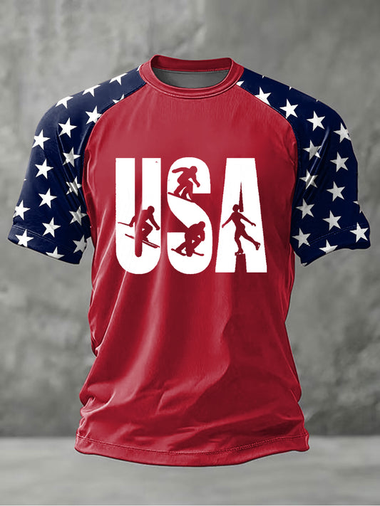Men's USA Winter Sports 2026 Printed Casual short sleeves t-shirt