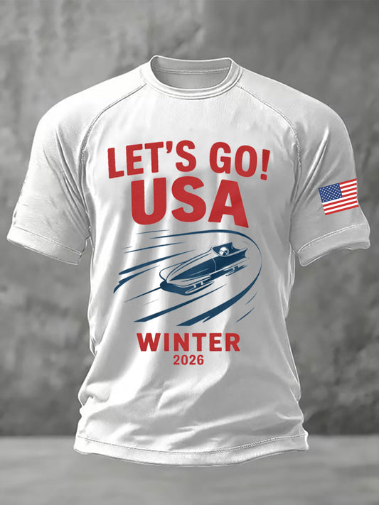 Men's USA Winter Sports 2026 Printed Casual short sleeves t-shirt