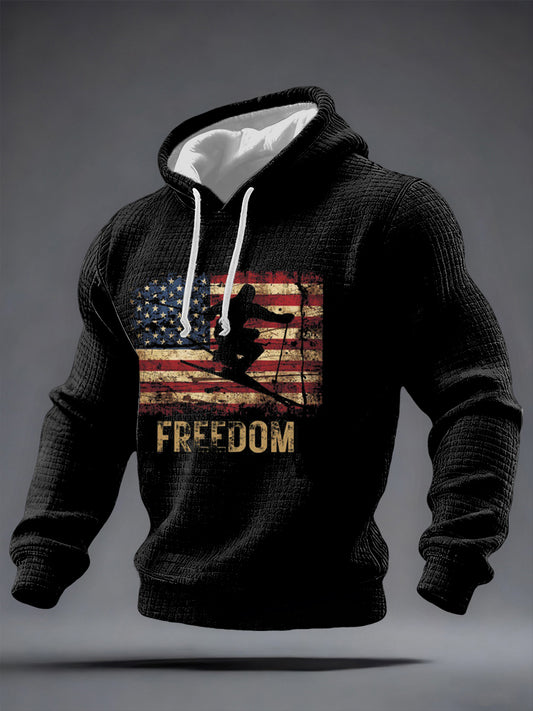 Men's Winter Sports 2026 ski Printed Checkered Cotton Hoodie