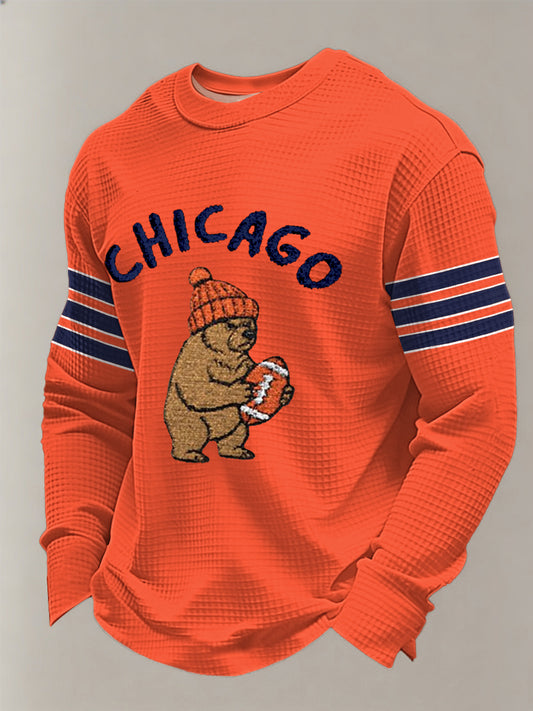 Men's Football Fans Gameday Casual Waffle Long Sleeve T-Shirt