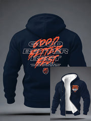 Men's Good Better Best Print Football Fans Gameday Casual Zipper Hoodie