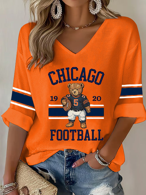 Women's Football Fans Gameday Casual Waffle T-shirt