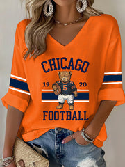 Women's Football Fans Gameday Casual Waffle T-shirt