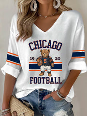 Women's Football Fans Gameday Casual Waffle T-shirt