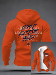 Men's Good Better Best Print Football Fans Gameday Casual Zipper Hoodie