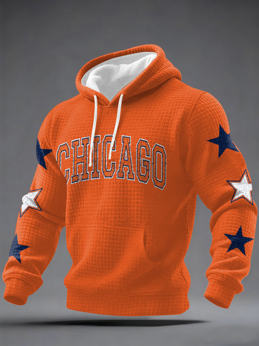 Men's Chicago Football Fans Gameday Casual Waffle Hoodie