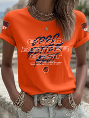 Women's Good Better Best Print Football Fans Gameday Casual Tee