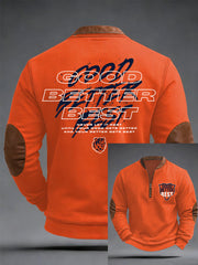Men's Good Better Best Print Football Fans Gameday Casual Zipper Pullover