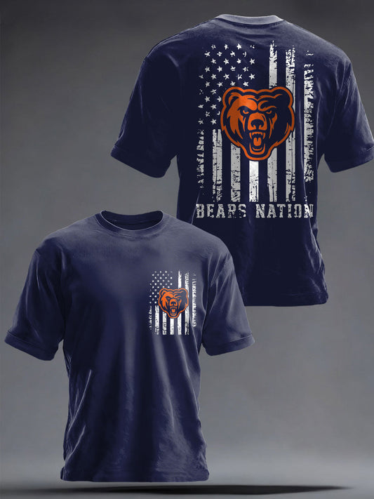 Men's Football Bears Nation Lover Printed  T-shirt