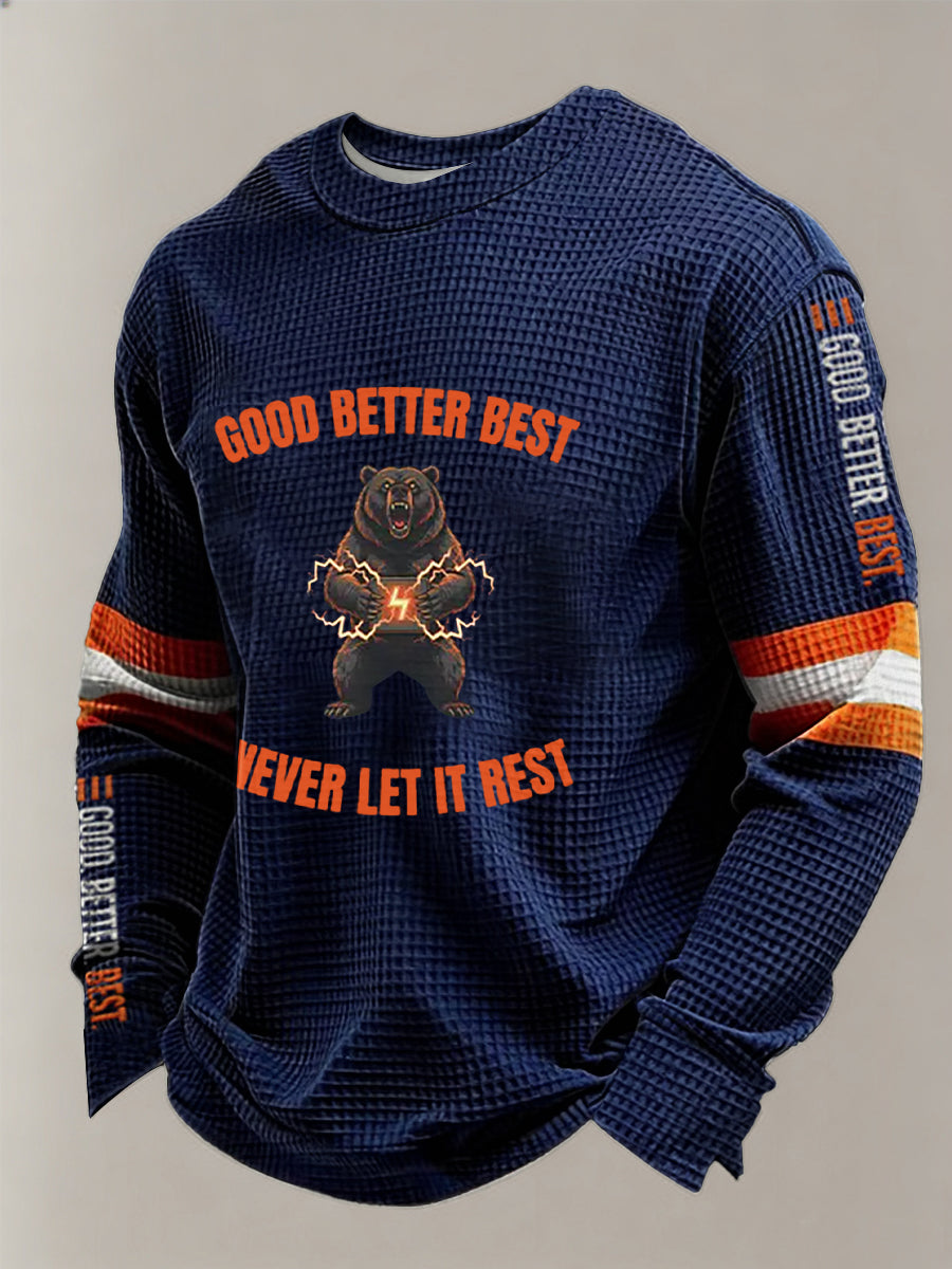Men's Good Better Best Print Football Fans Gameday Casual Waffle Sweatshirt