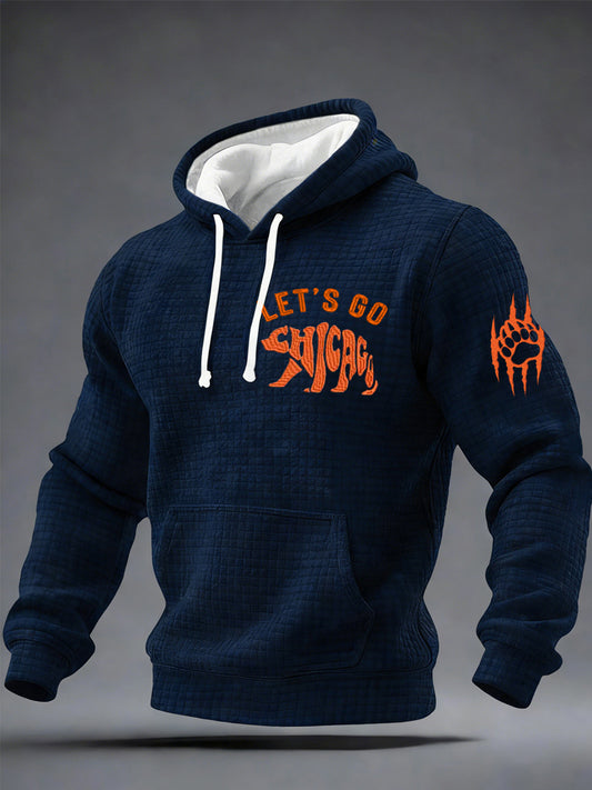 Men's Good Better Best Print Football Fans Gameday Casual Checkered Cotton Hoodie