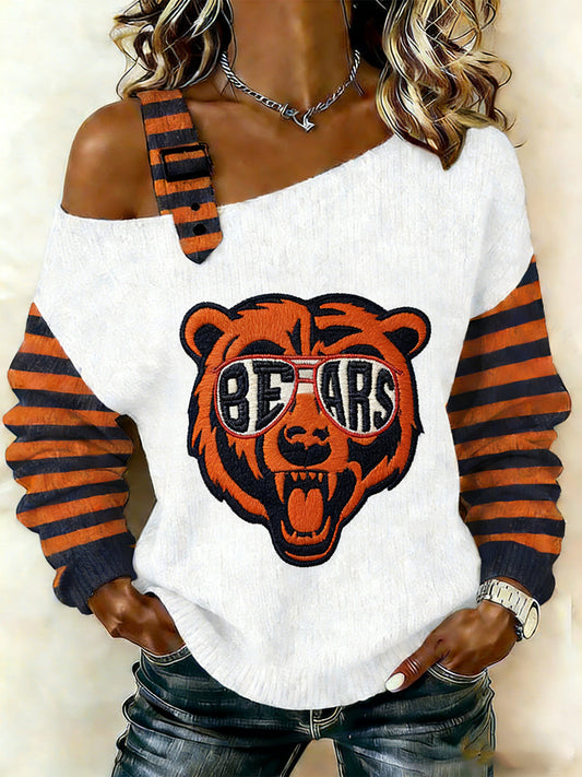 Women's Good Better Best Print Football Fans Gameday Casual Off-Shoulder Top