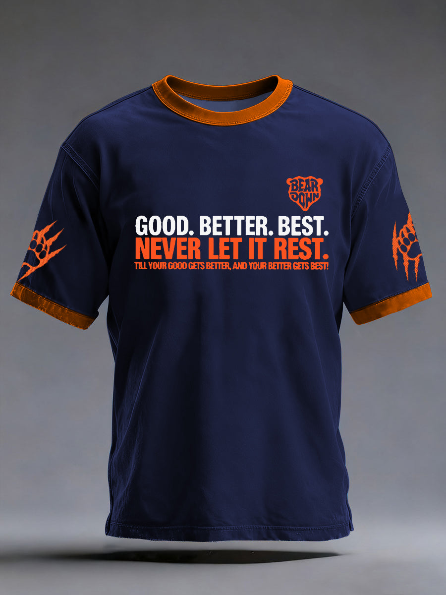 Men's Good Better Best Print Football Fans Gameday Casual Short Sleeve T-shirt