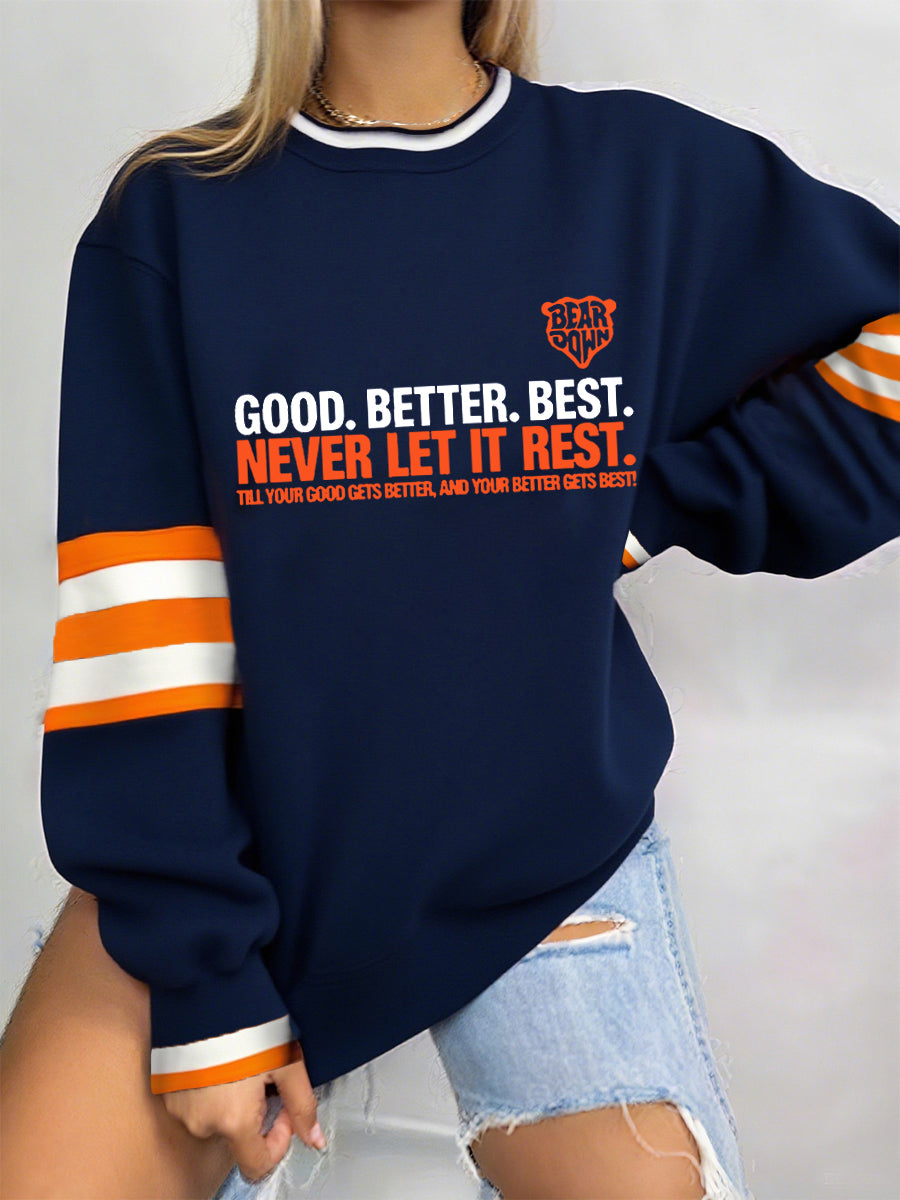 Women's Good Better Best Print Football Fans Gameday Casual Sweatshirt