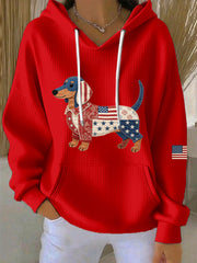 Women's Lovely Dachshund Patchwork Pattern Hoodie