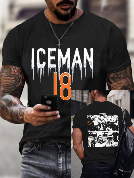 Men's Funny Iceman Print Gift For Football Fans Casual Tee