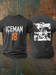 Men's Funny Iceman Print Gift For Football Fans Casual Tee